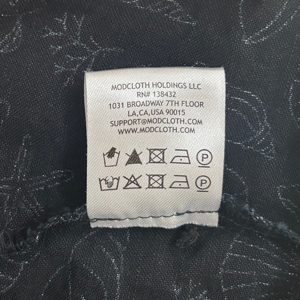 ModCloth Seashell Print Wrap Top XL Black Linen Coastal Resort Whimsical Retro - Picture 6 of 6